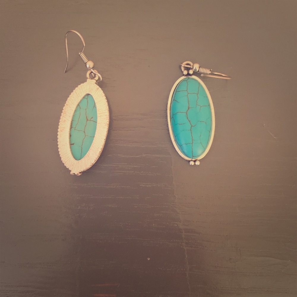 Turquoise and Sterling Silver oval earrings